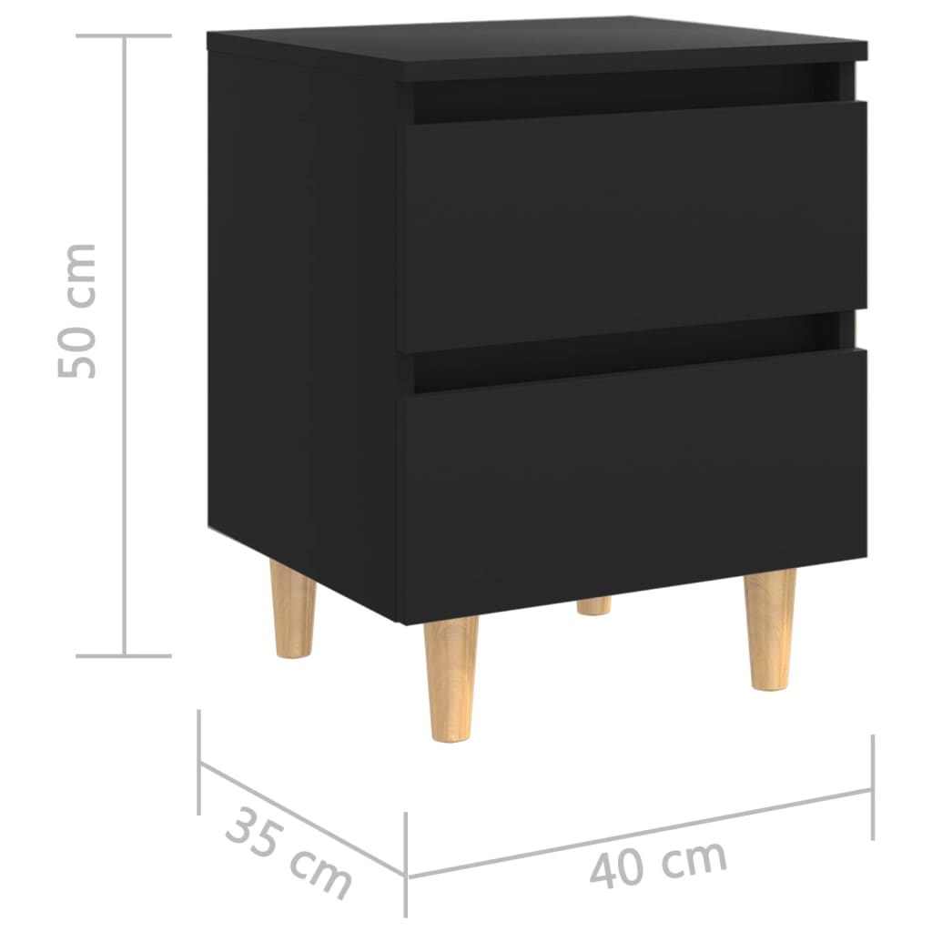 Nachtkastjes 2 st met houten poten 40x35x50 cm