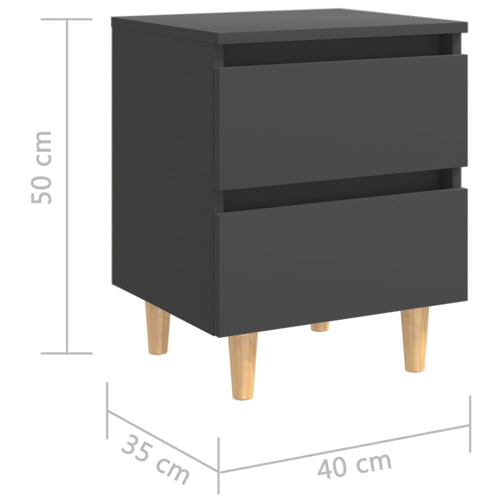 Nachtkastjes 2 st met houten poten 40x35x50 cm