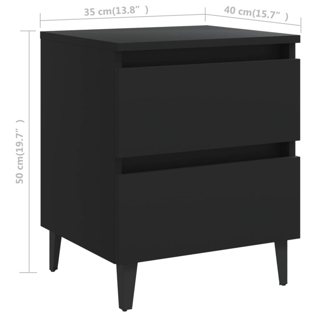 Nachtkastjes 2 st 40x35x50 cm bewerkt hout