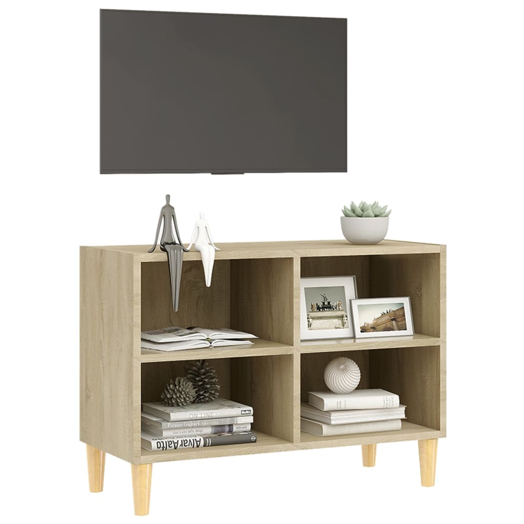 Tv-meubel met houten poten 69,5x30x50 cm sonoma eikenkleurig