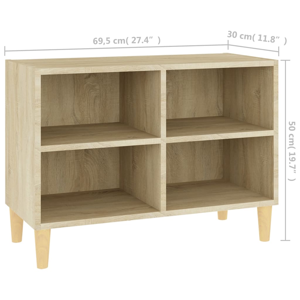 Tv-meubel met houten poten 69,5x30x50 cm sonoma eikenkleurig