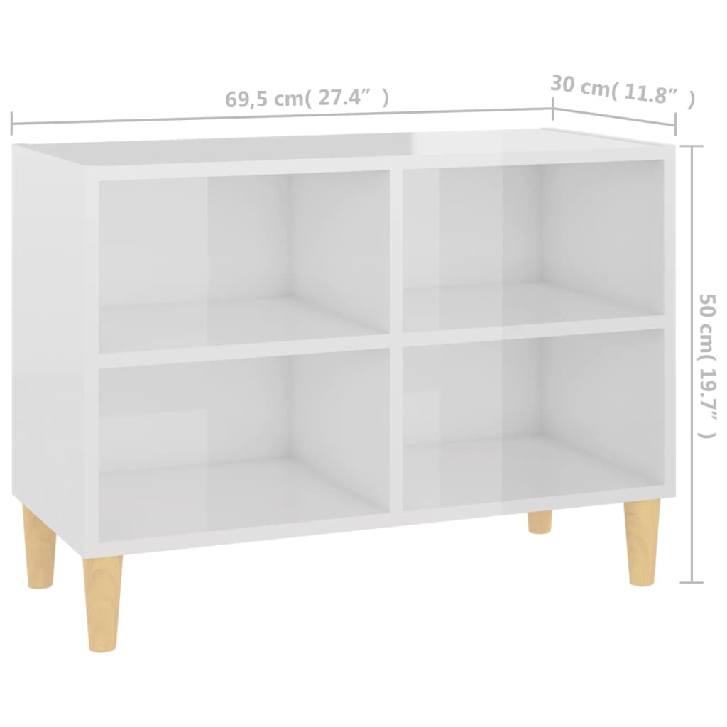 Tv-meubel met massief houten poten 69,5x30x50 cm