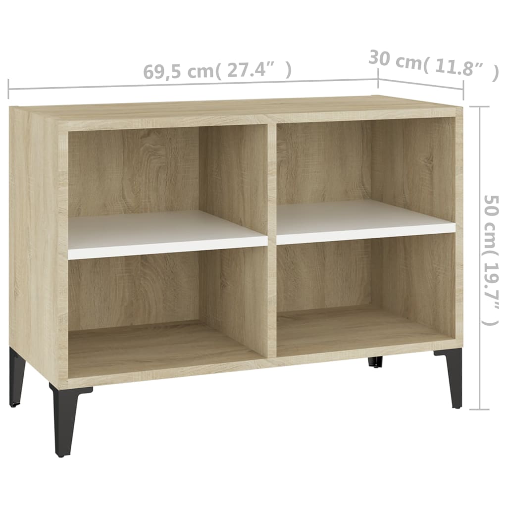 Tv-meubel met metalen poten 103,5x30x50 cm betongrijs