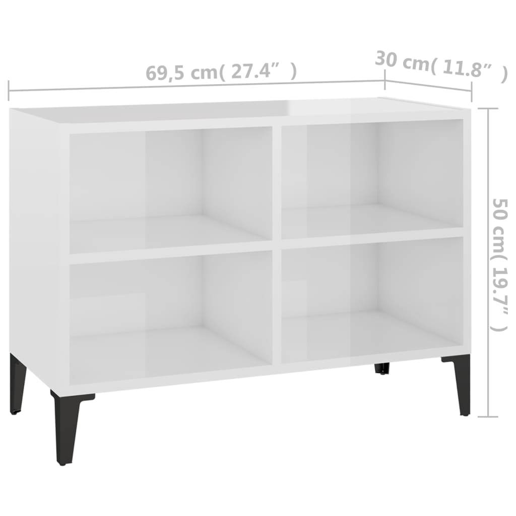 Tv-meubel met metalen poten 103,5x30x50 cm betongrijs