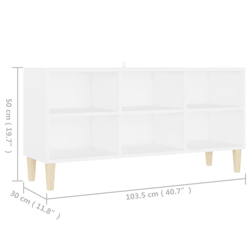 Tv-meubel met massief houten poten 69,5x30x50 cm