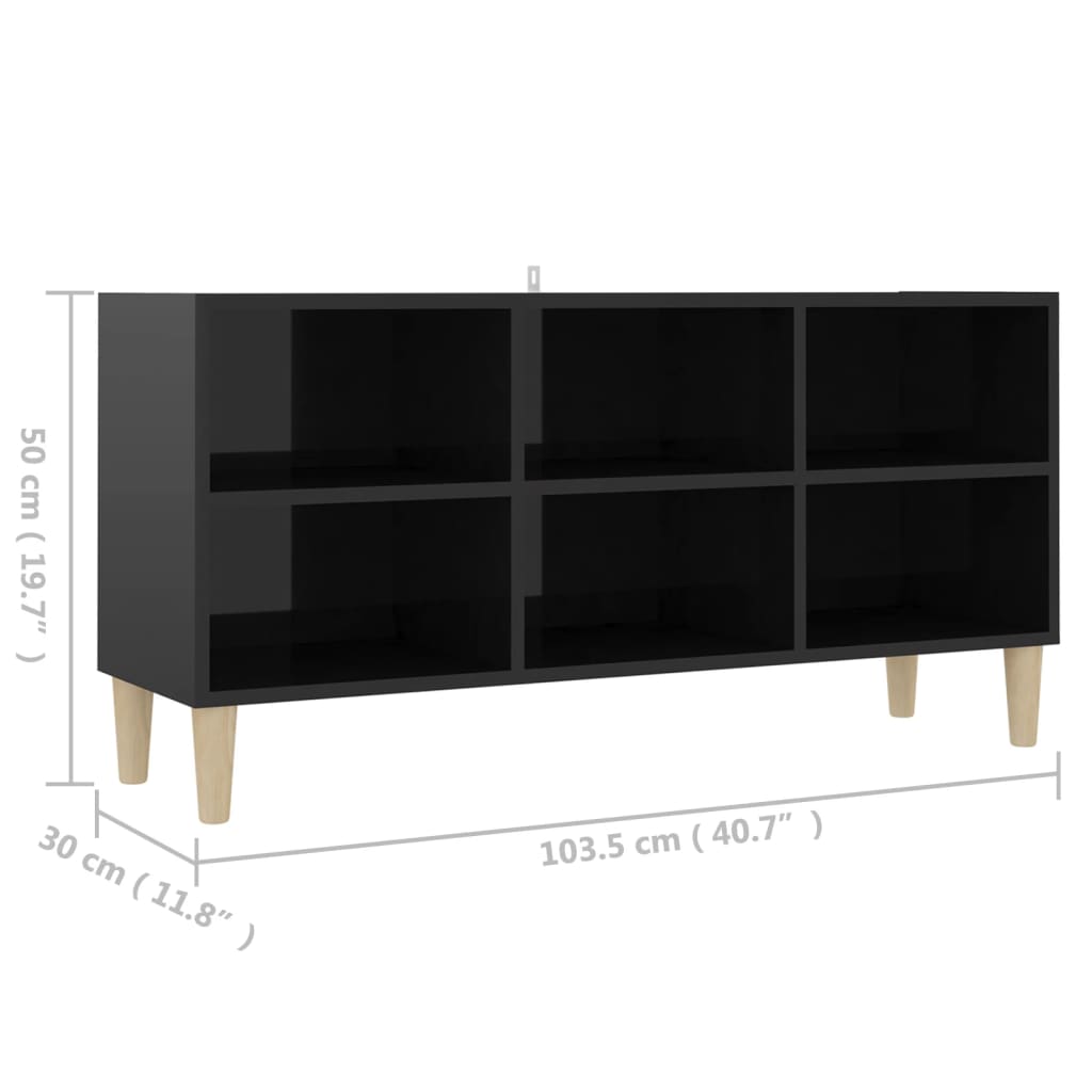 Tv-meubel met massief houten poten 69,5x30x50 cm