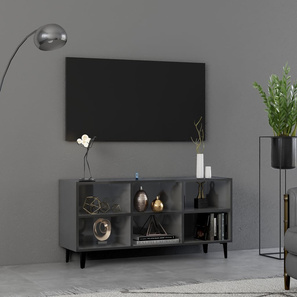 Tv-meubel met metalen poten 103,5x30x50 cm betongrijs