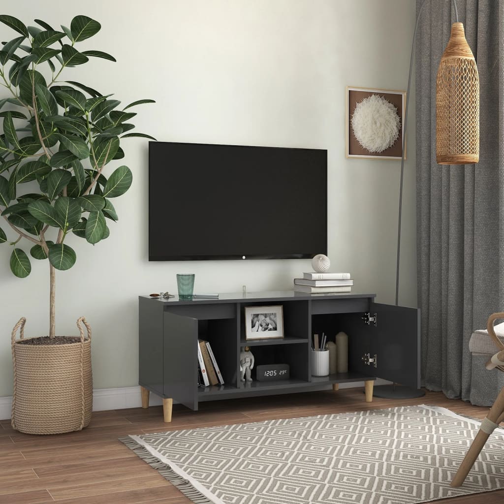 Tv-meubel met houten poten 103,5x35x50 cm eikenkleurig