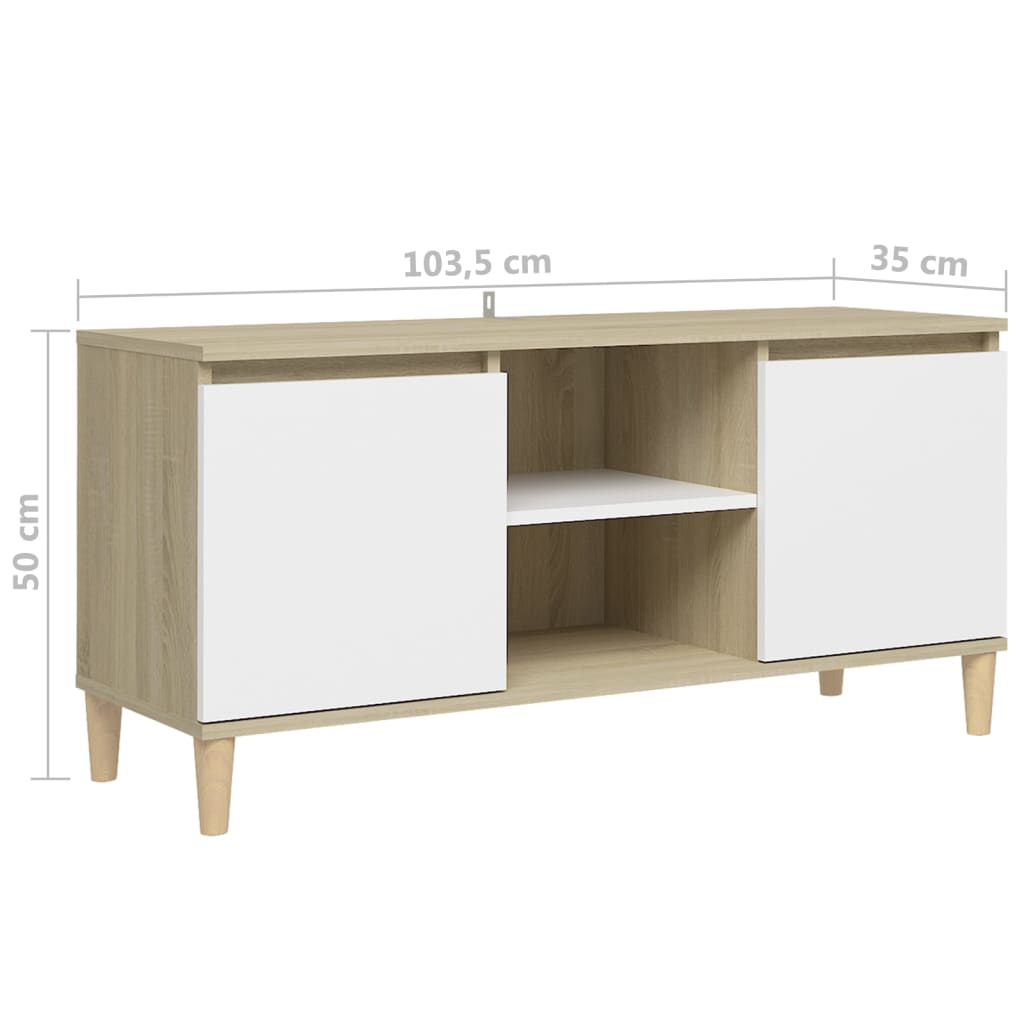 Tv-meubel met houten poten 103,5x35x50 cm eikenkleurig