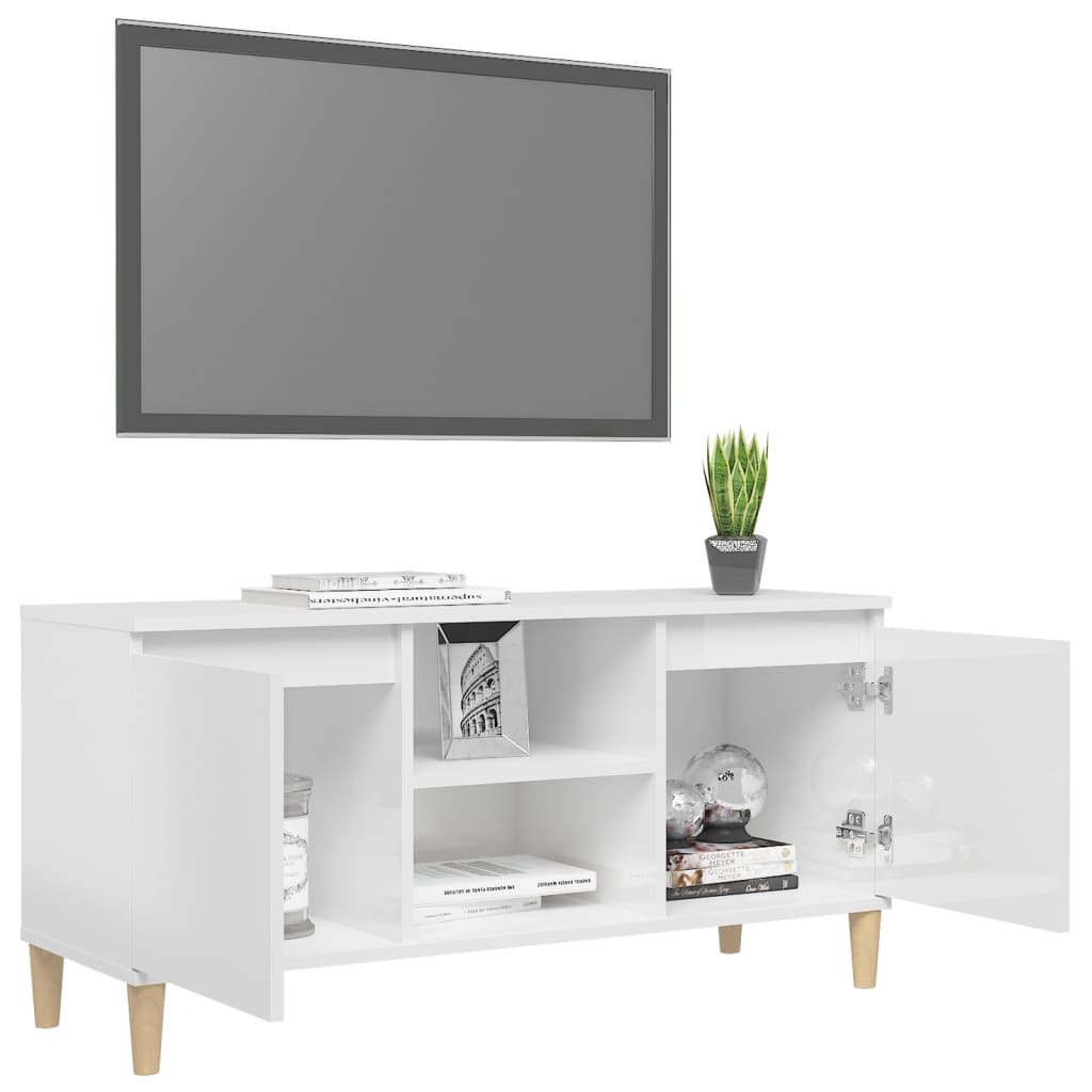 Tv-meubel met houten poten 103,5x35x50 cm eikenkleurig