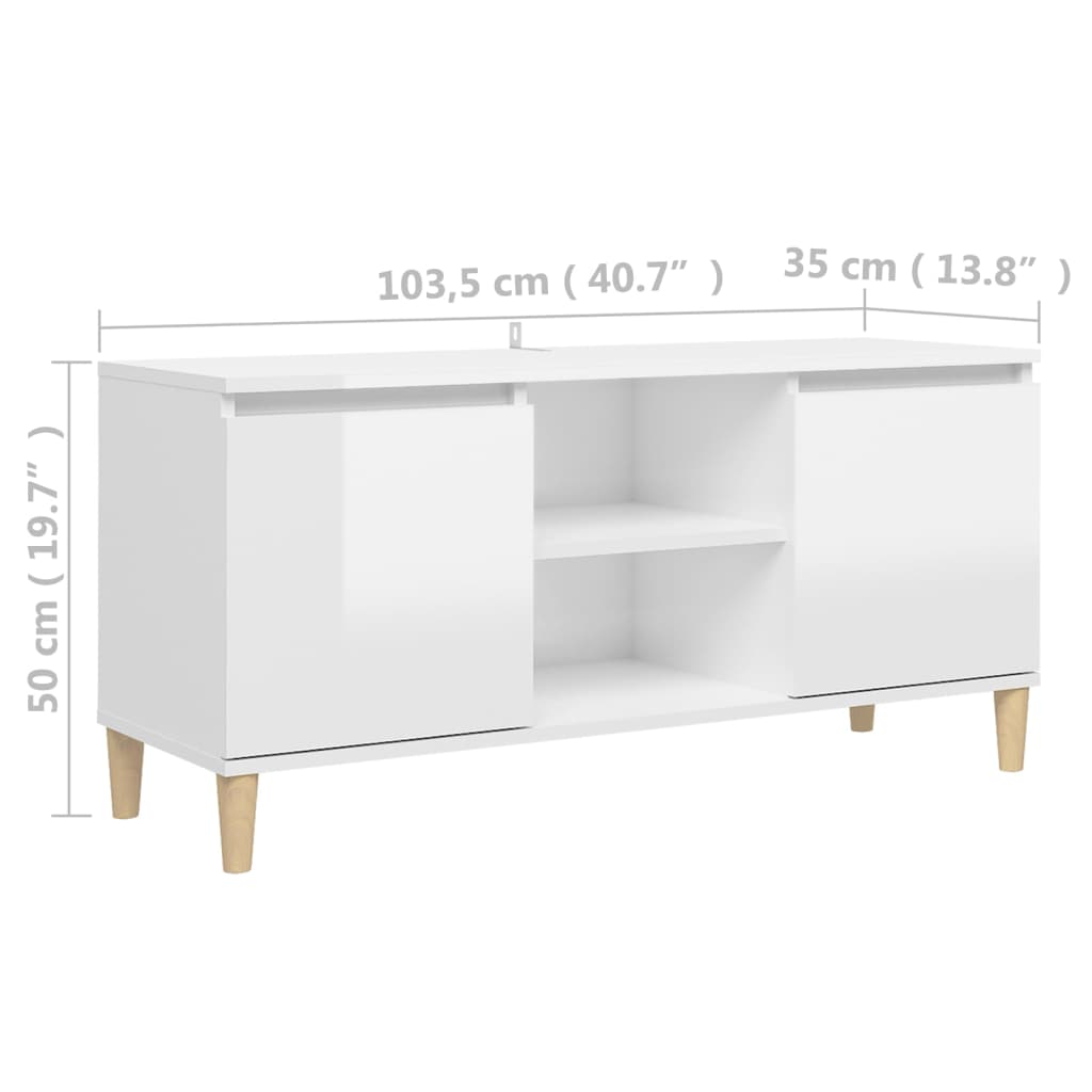 Tv-meubel met houten poten 103,5x35x50 cm eikenkleurig