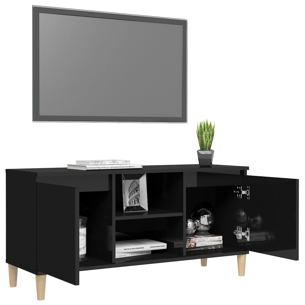 Tv-meubel met houten poten 103,5x35x50 cm eikenkleurig