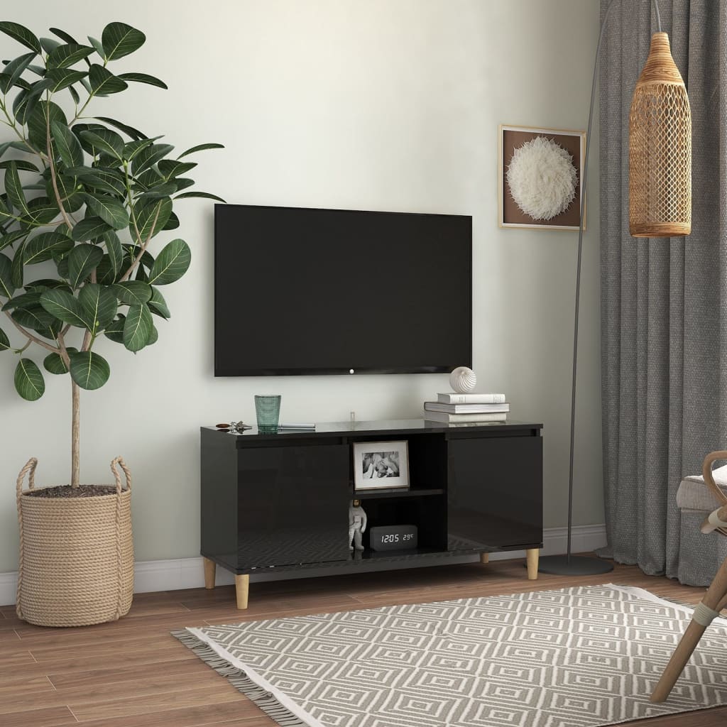 Tv-meubel met houten poten 103,5x35x50 cm eikenkleurig