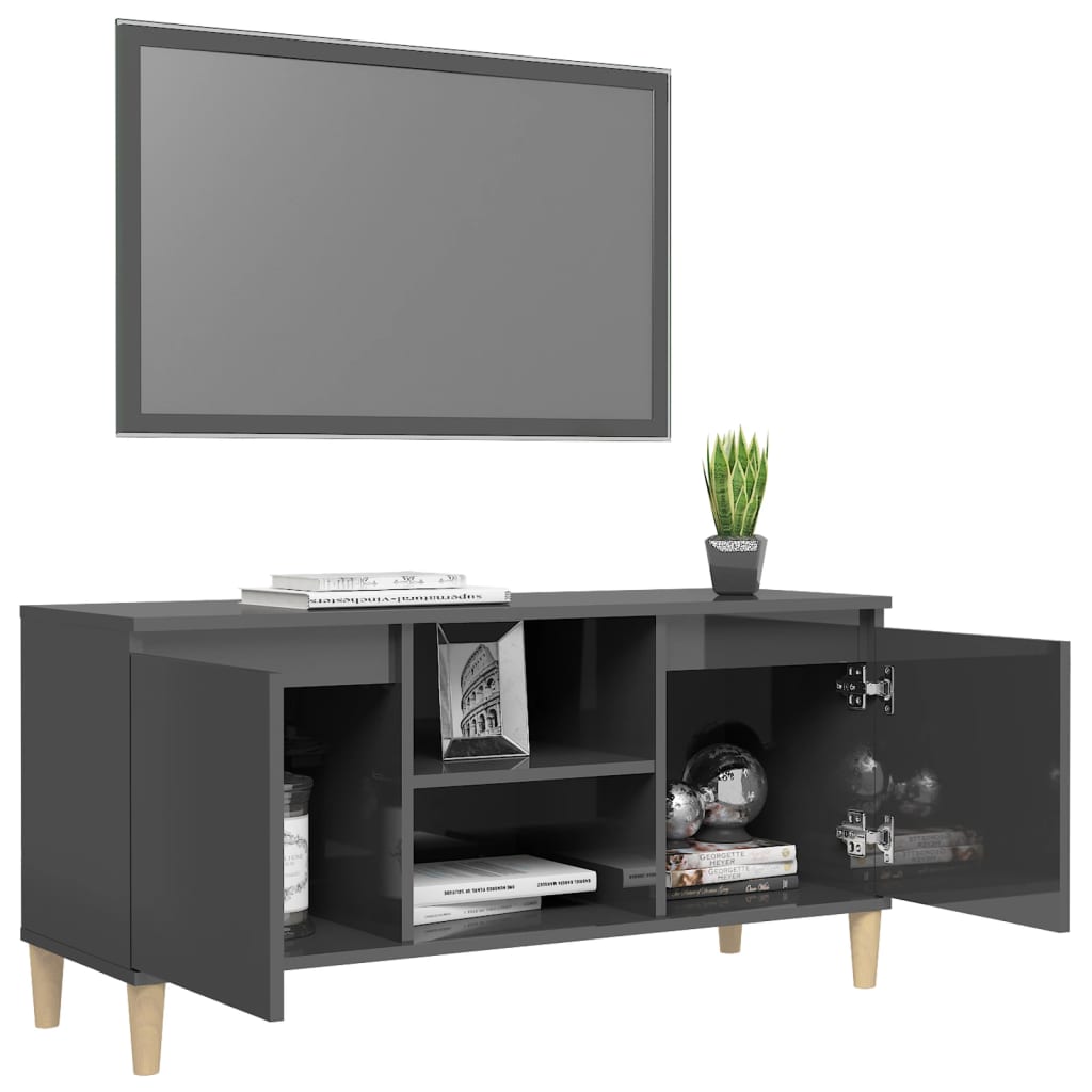 Tv-meubel met houten poten 103,5x35x50 cm eikenkleurig