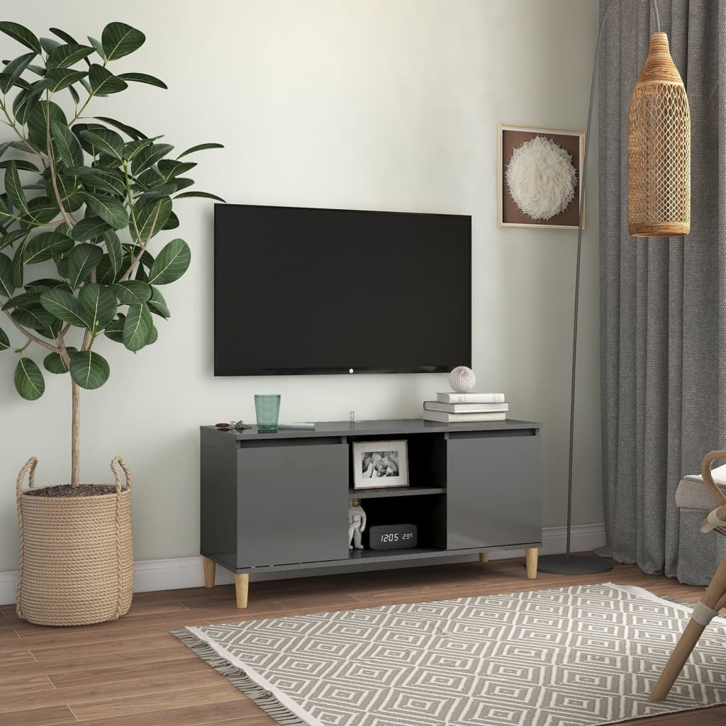 Tv-meubel met houten poten 103,5x35x50 cm eikenkleurig