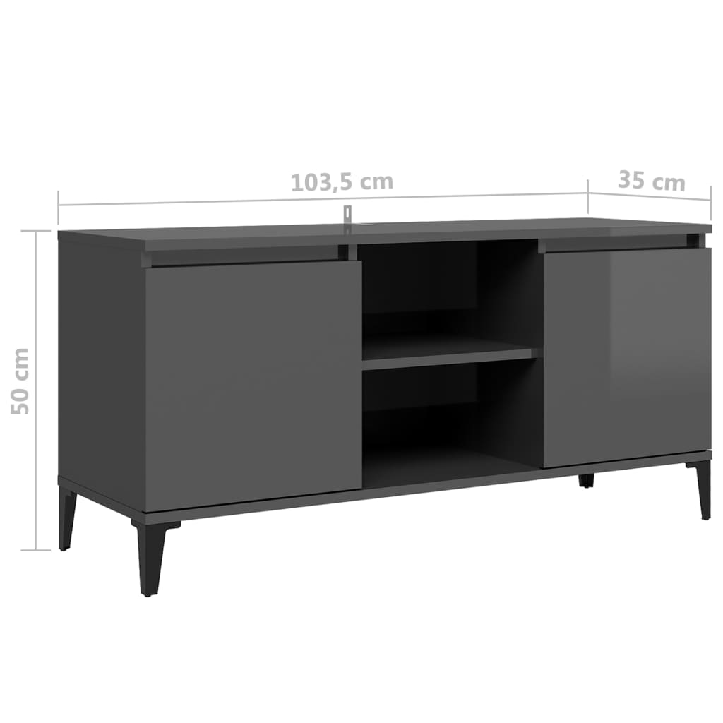 Tv-meubel met metalen poten 103,5x35x50 cm