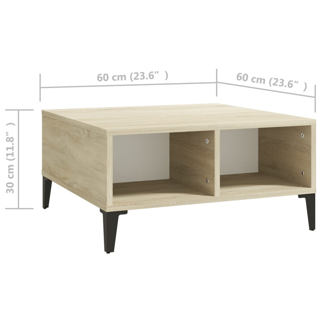 Salontafel 60x60x30 cm bewerkt hout eikenkleurig