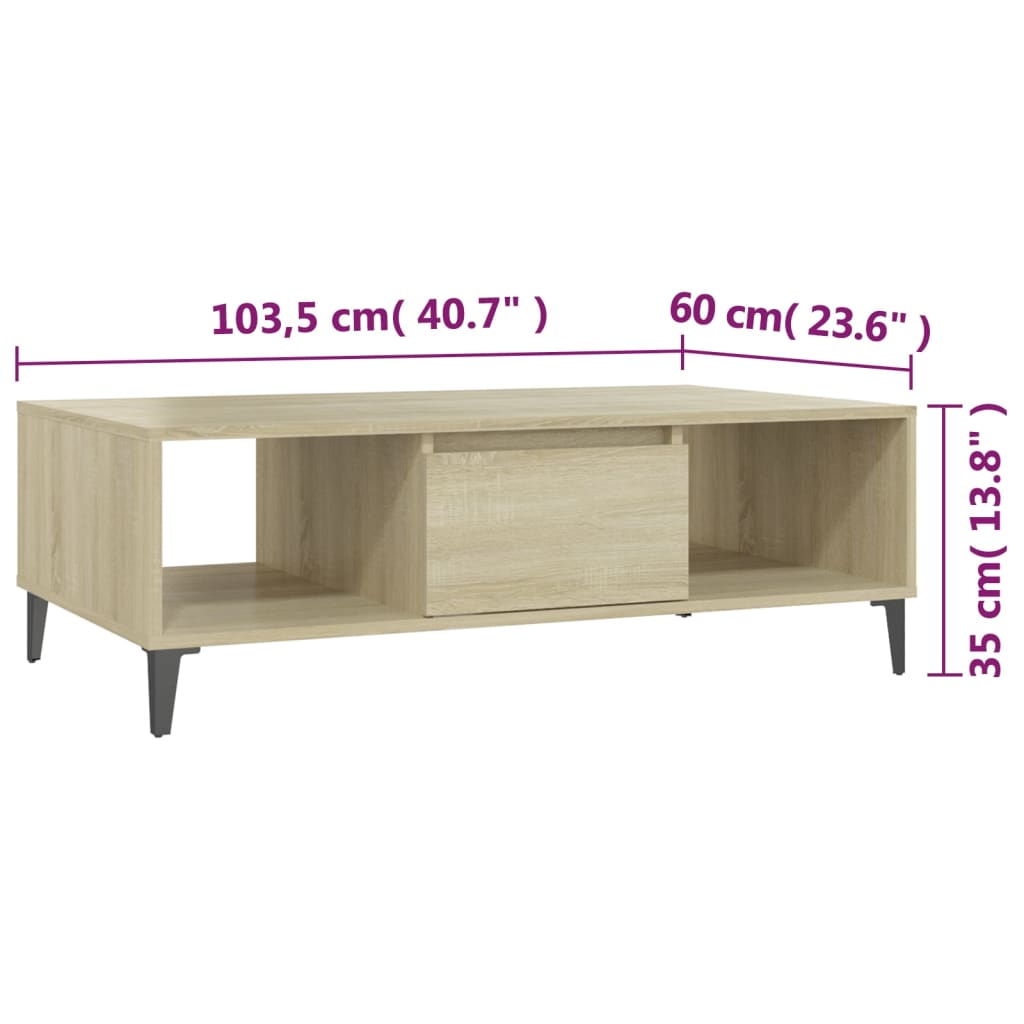 Salontafel 103,5x60x35 cm bewerkt hout