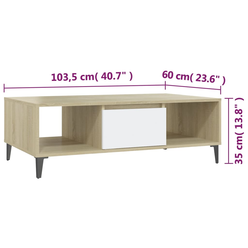 Salontafel 103,5x60x35 cm bewerkt hout