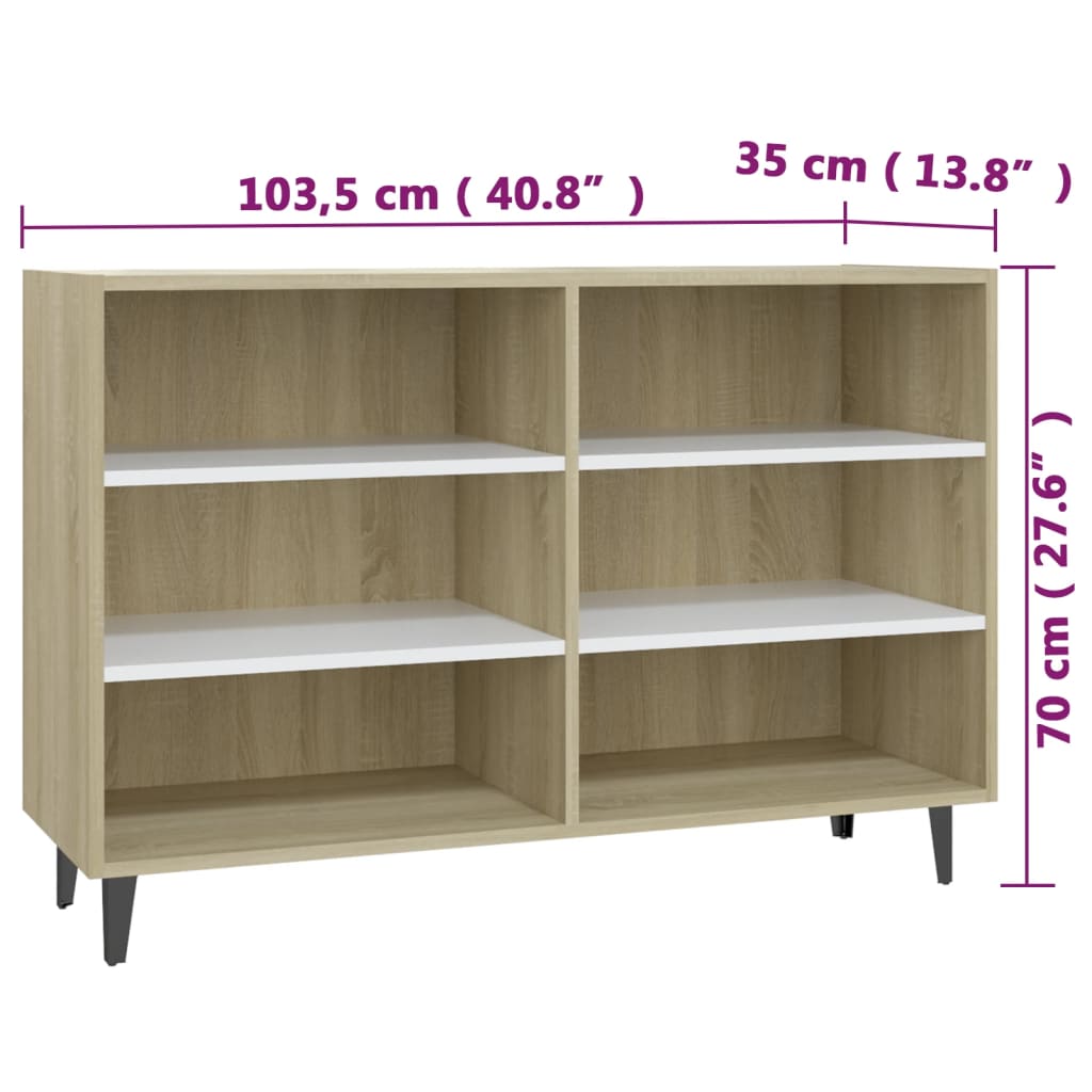 Dressoir 103,5x35x70 cm bewerkt hout