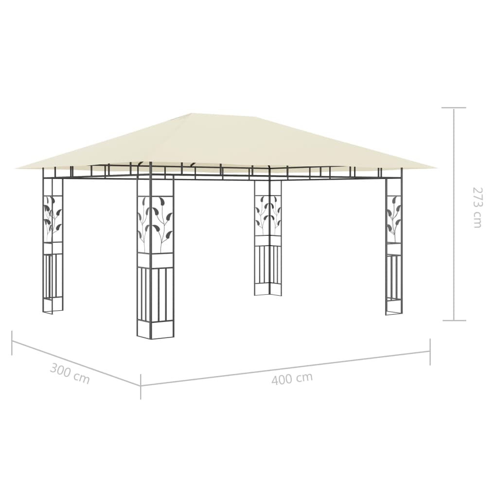 Prieel met klamboe LED-lichtslinger 180 g/m² 4x3x2,73 m