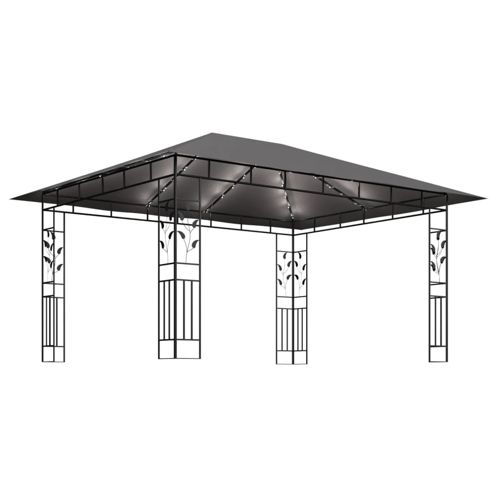 Prieel met klamboe LED-lichtslinger 180 g/m² 4x3x2,73 m