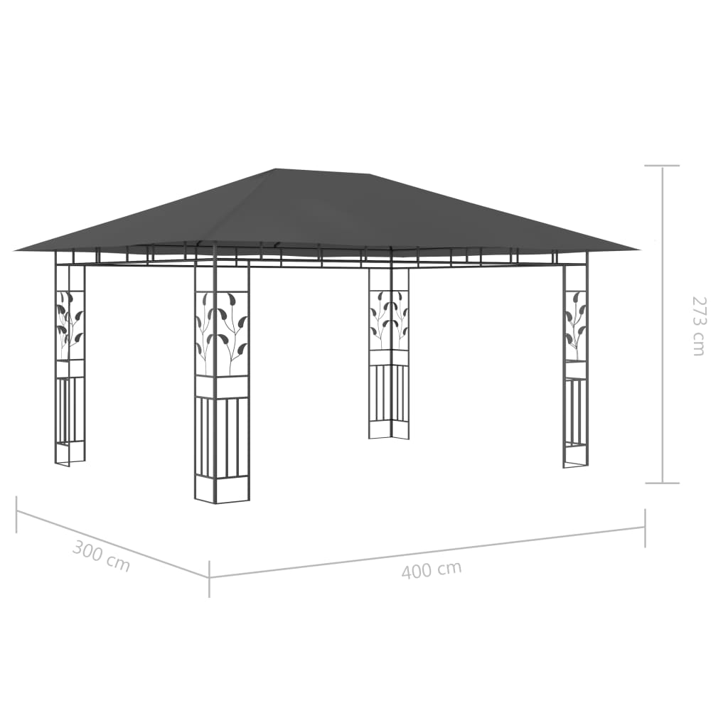 Prieel met klamboe LED-lichtslinger 180 g/m² 4x3x2,73 m