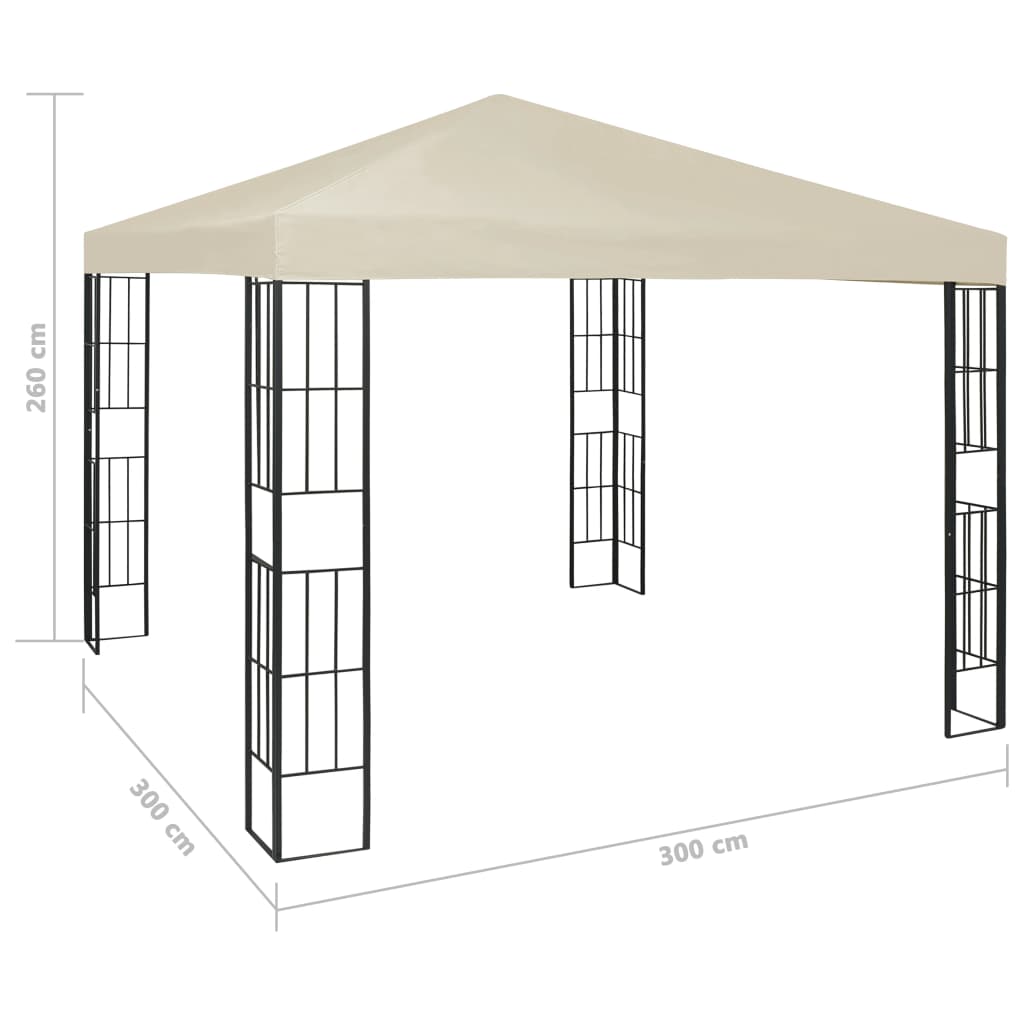 Prieel met LED-lichtslinger 3x4 m crèmekleurig