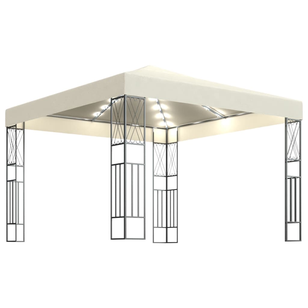 Prieel met LED-lichtslinger 3x4 m stof antracietkleurig