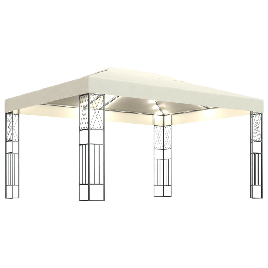 Prieel met LED-lichtslinger 3x4 m stof antracietkleurig