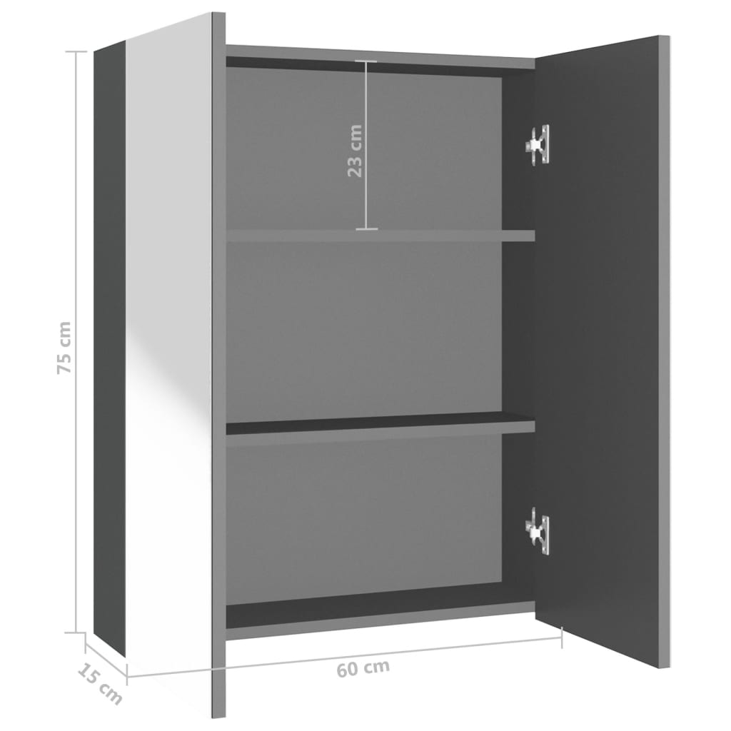 Badkamerkast met spiegel 60x15x75 cm MDF