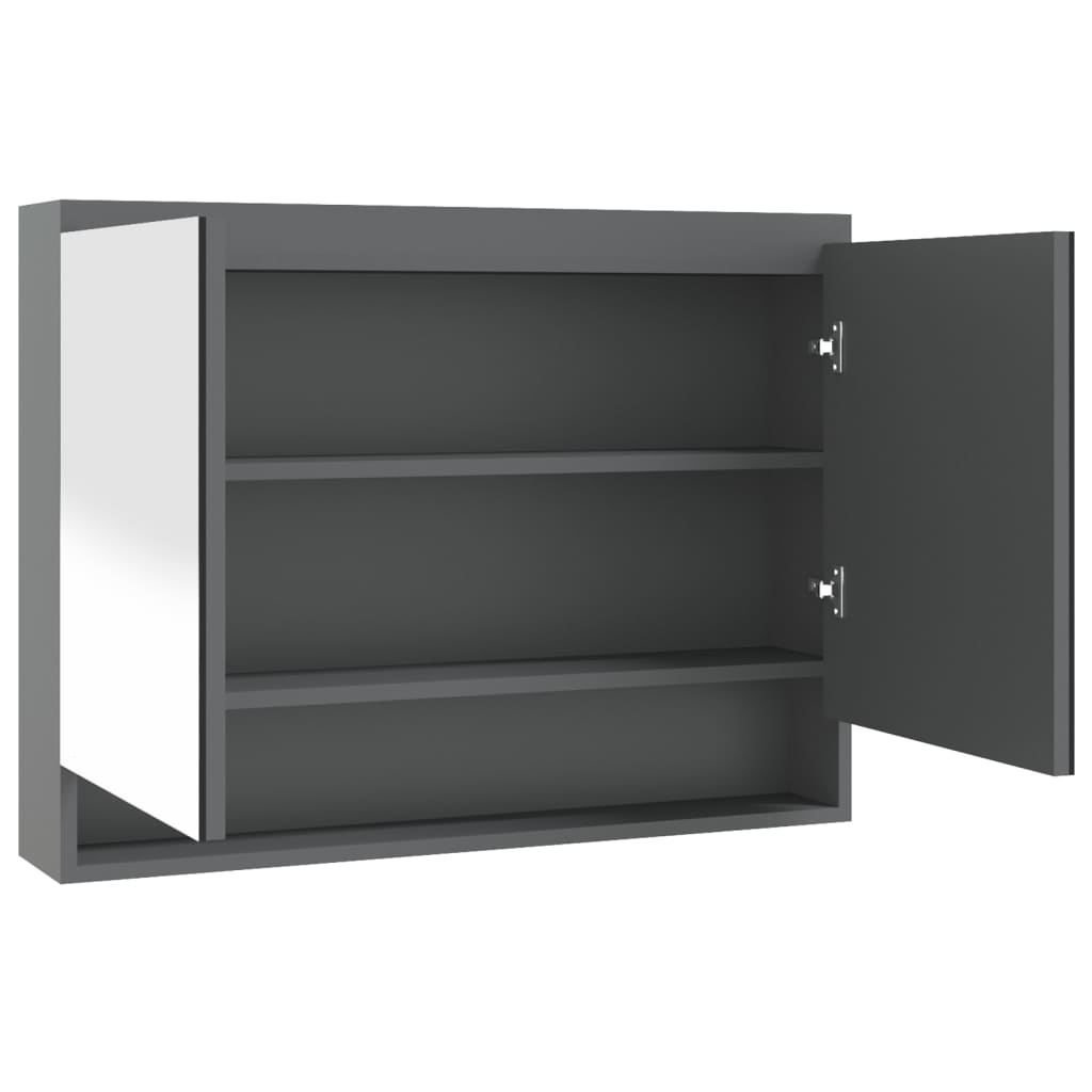 Badkamerkast met spiegel 80x15x60 cm MDF antracietkleurig