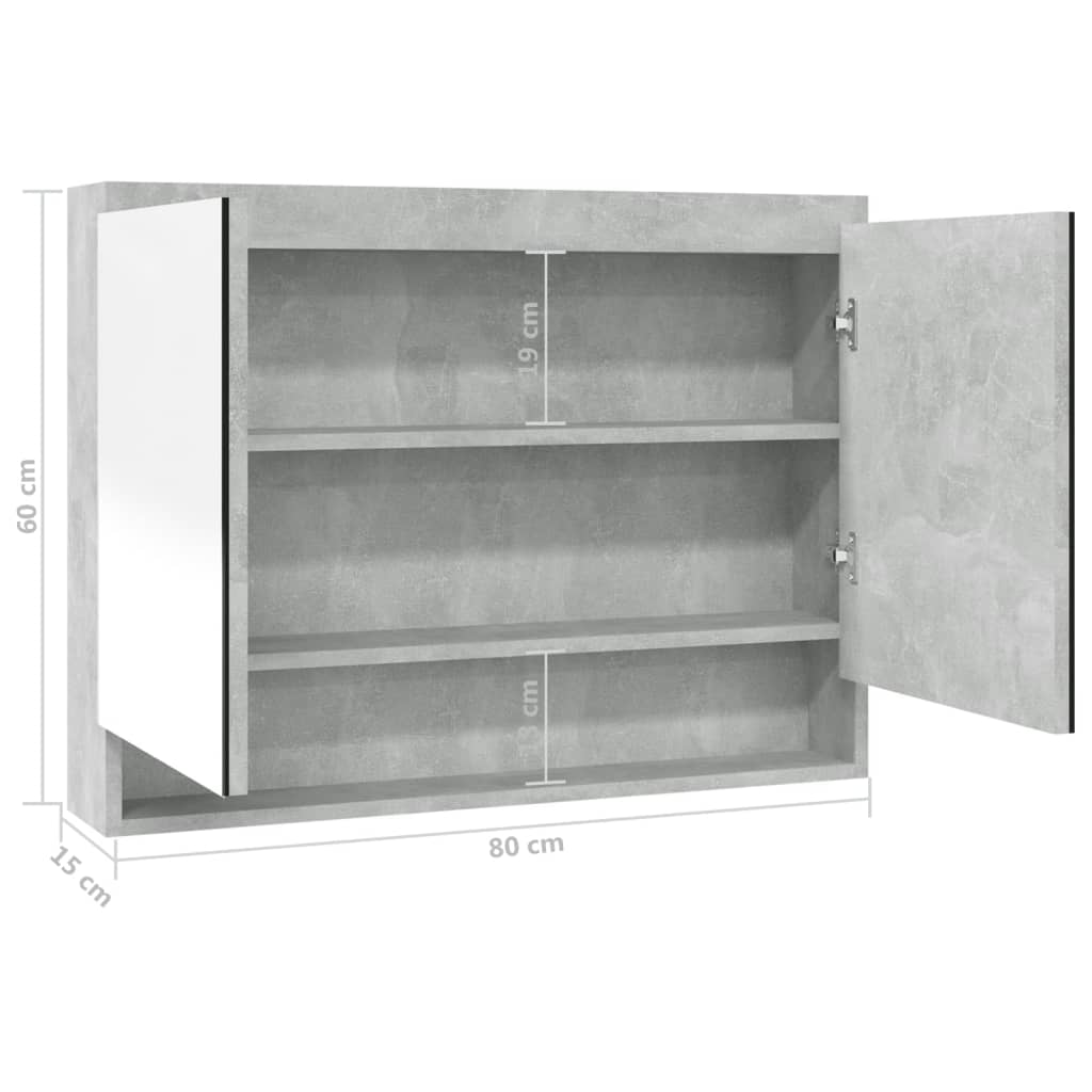 Badkamerkast met spiegel 80x15x60 cm MDF antracietkleurig