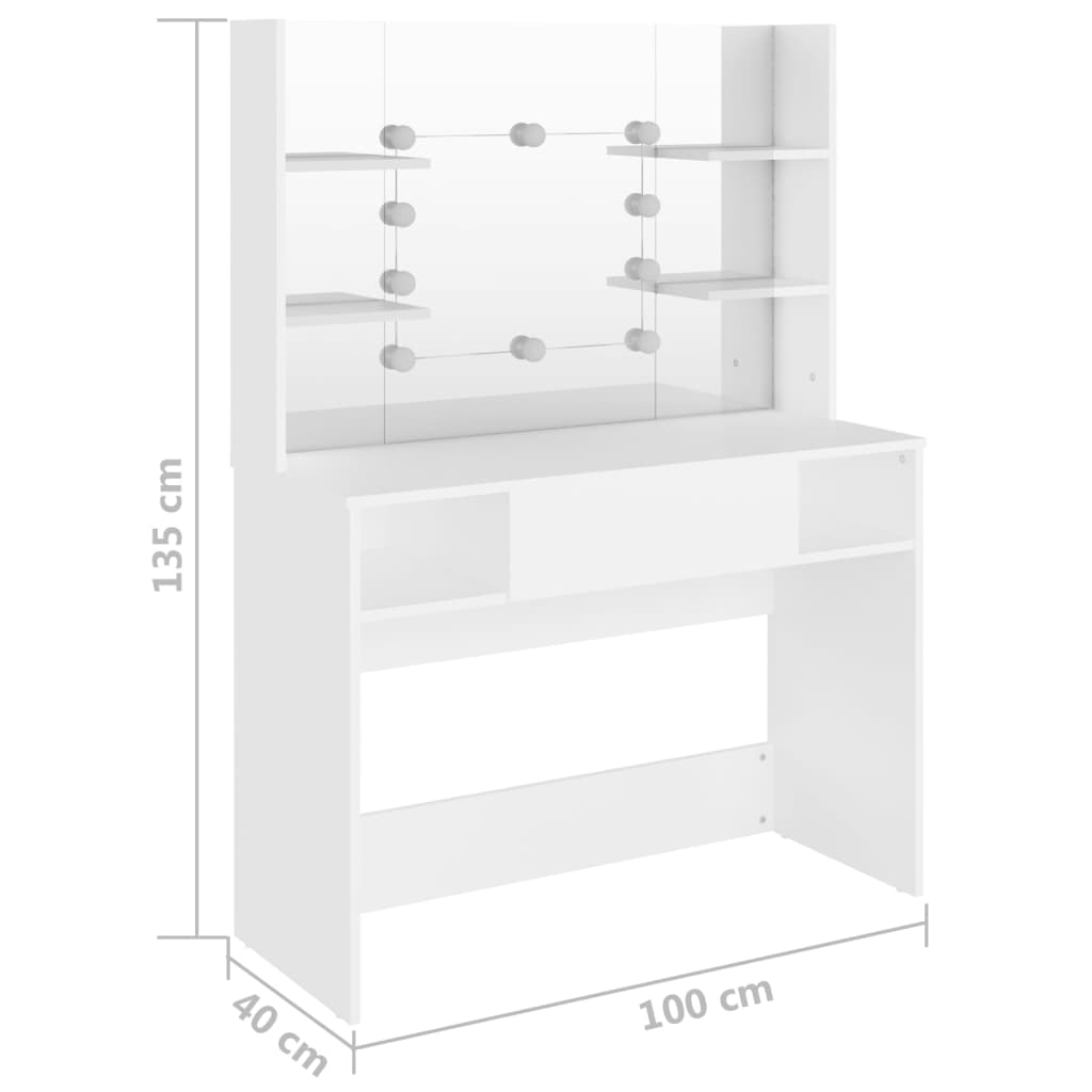 Kaptafel met LED-verlichting 100x40x135 cm MDF eikenkleurig