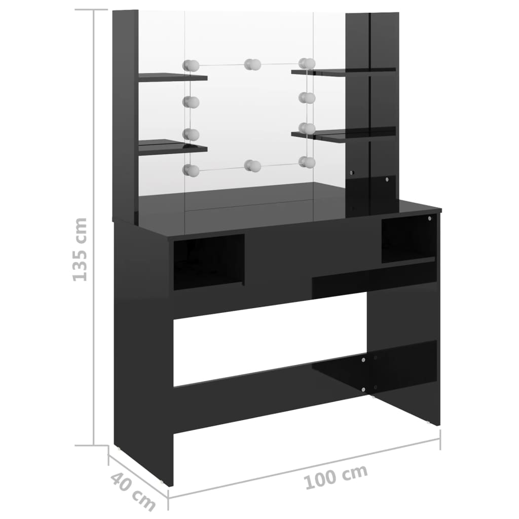 Kaptafel met LED-verlichting 100x40x135 cm MDF eikenkleurig