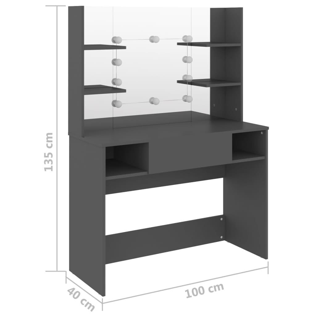 Kaptafel met LED-verlichting 100x40x135 cm MDF eikenkleurig