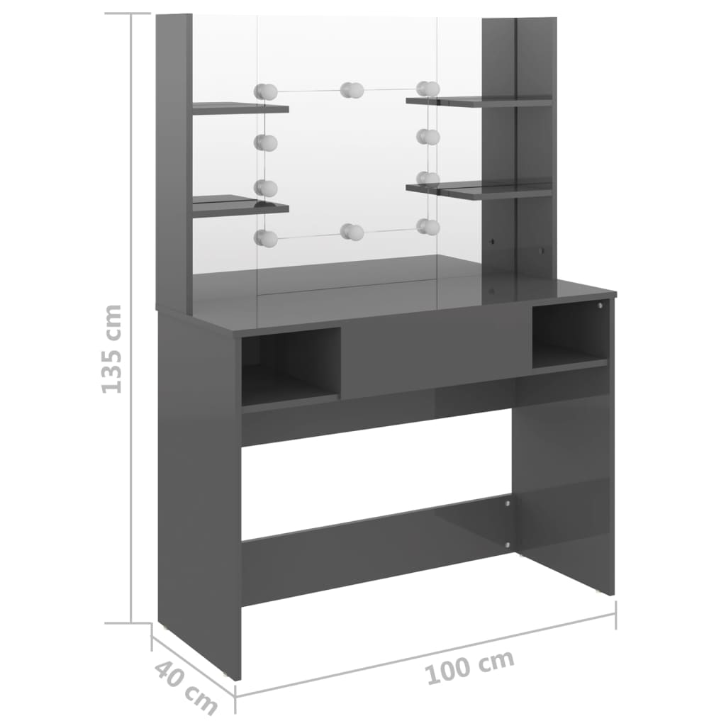 Kaptafel met LED-verlichting 100x40x135 cm MDF eikenkleurig