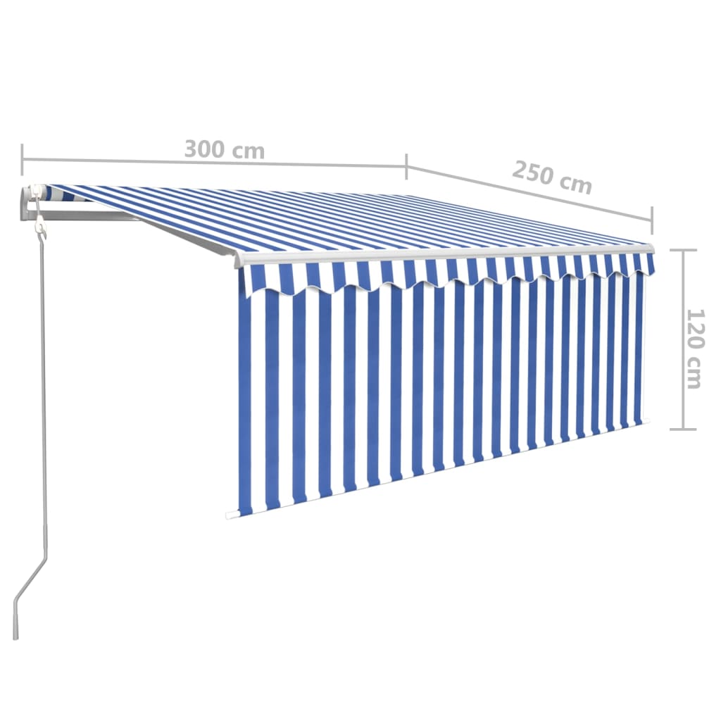 Luifel automatisch met gordijn LED windsensor 3x2,5 m