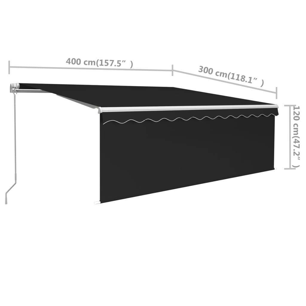 Luifel handmatig uittrekbaar met rolgordijn 5x3 m crèmekleurig