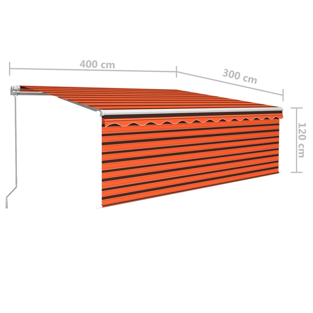 Luifel handmatig uittrekbaar rolgordijn 5x3 m oranje bruin