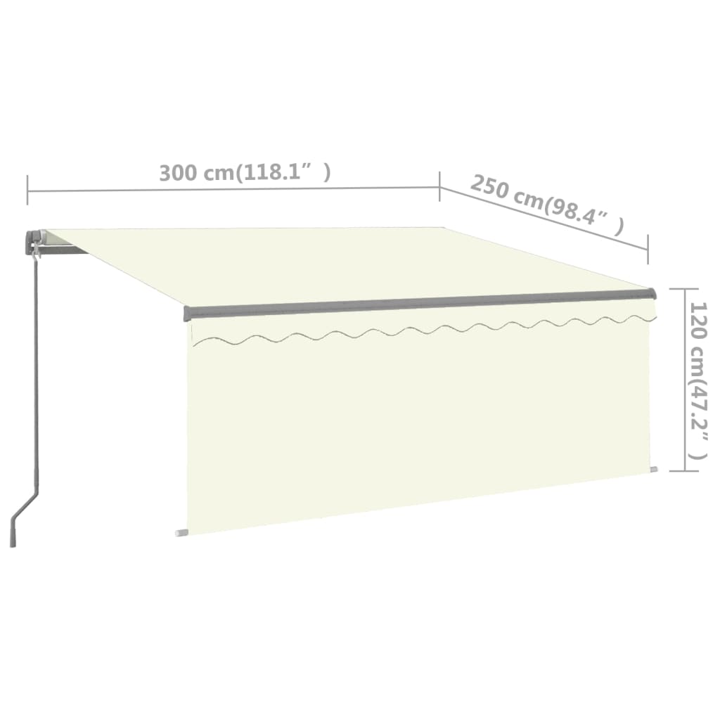 Luifel handmatig uittrekbaar rolgordijn LED 3x2,5 m