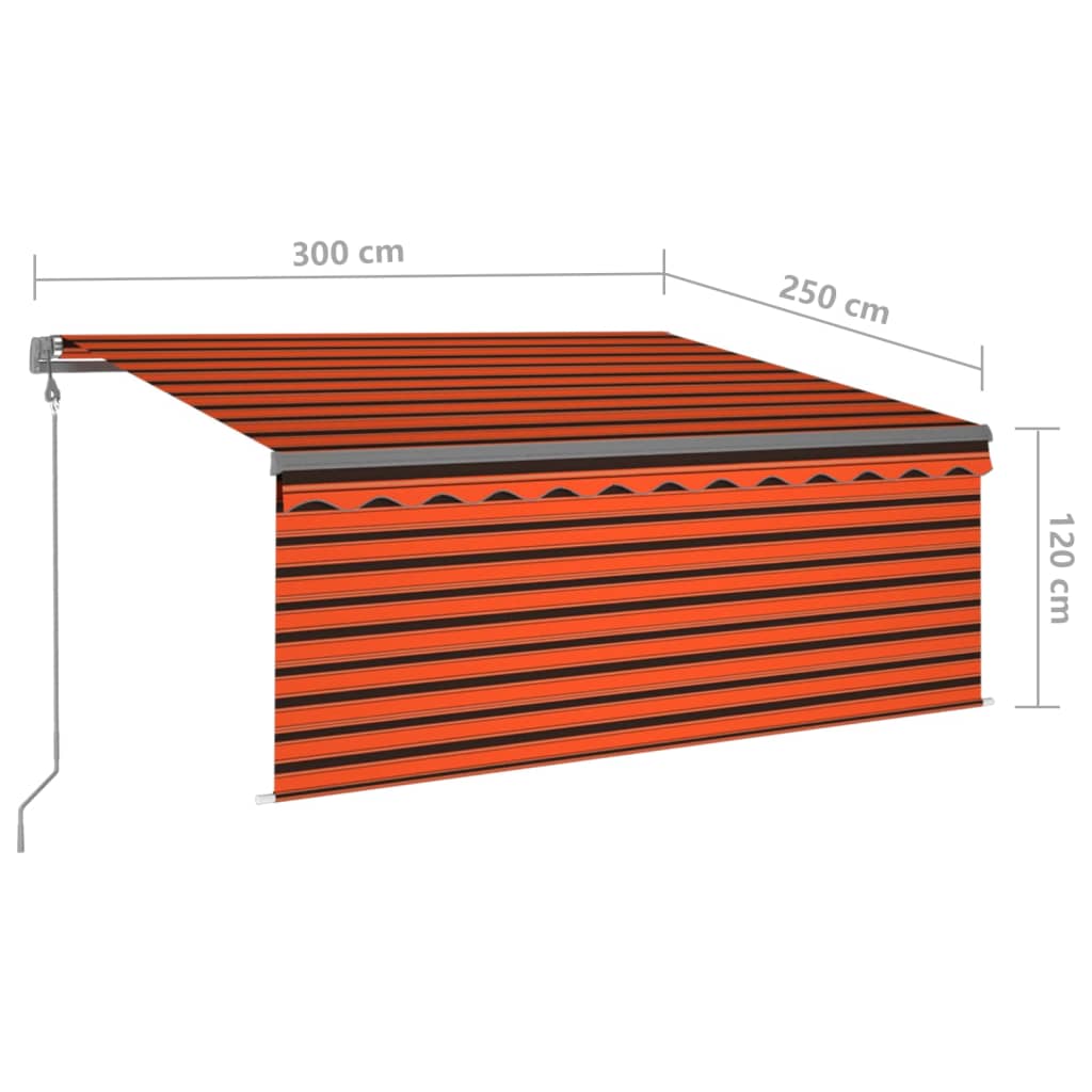 Luifel automatisch uittrekbaar rolgordijn 4x3 m oranje bruin