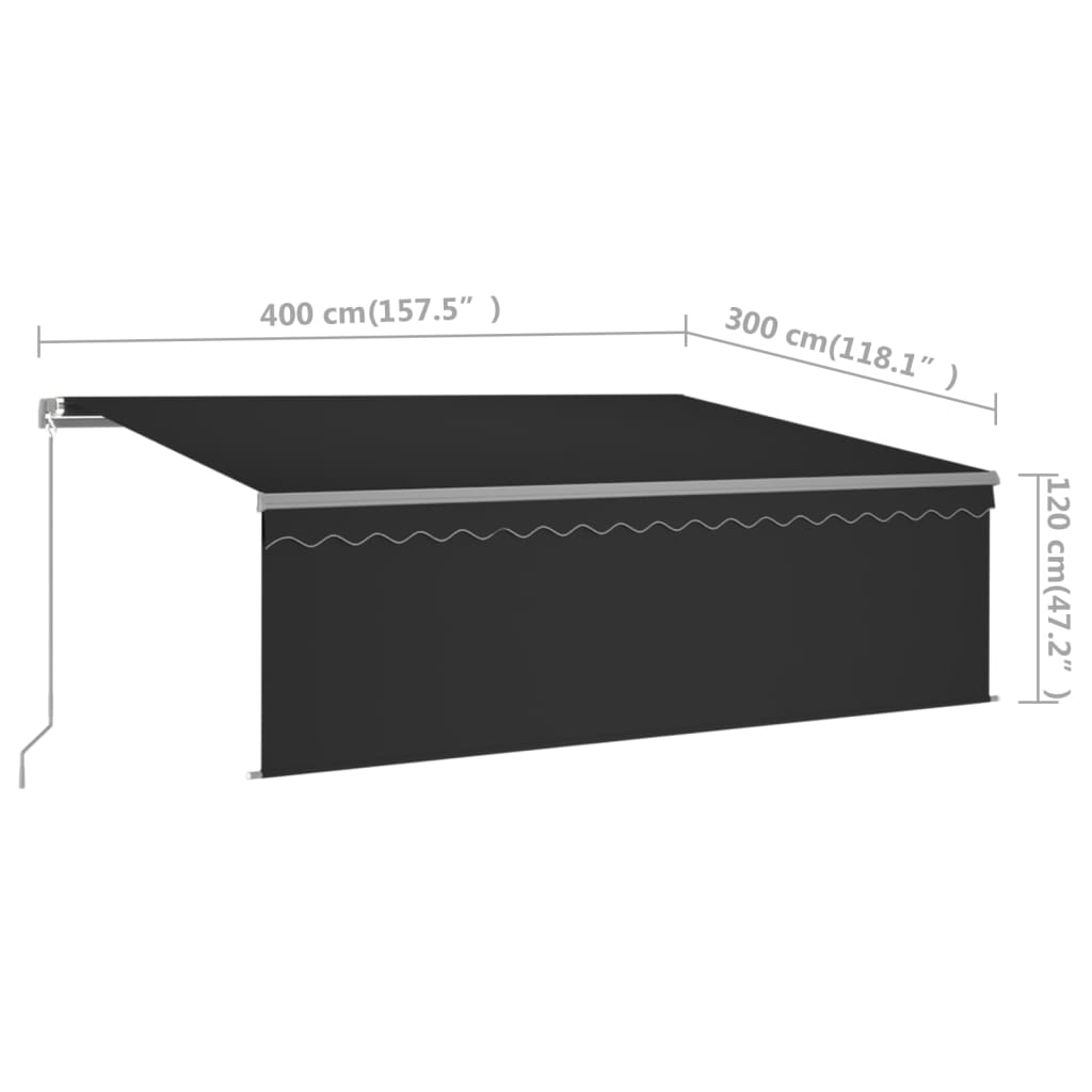 Luifel handmatig uittrekbaar rolgordijn LED 3x2,5 m