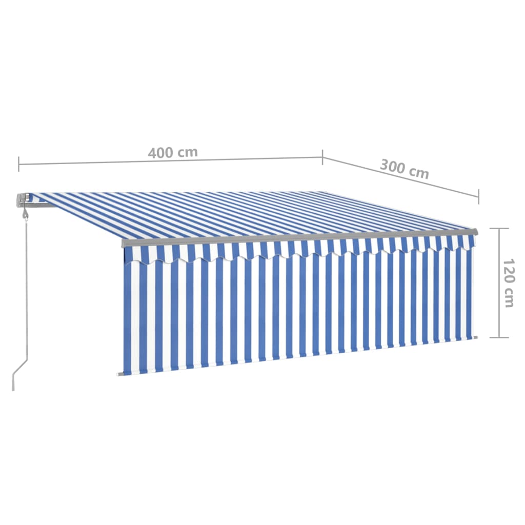 Luifel met rolgordijn, LED windsensor 4,5x3 m