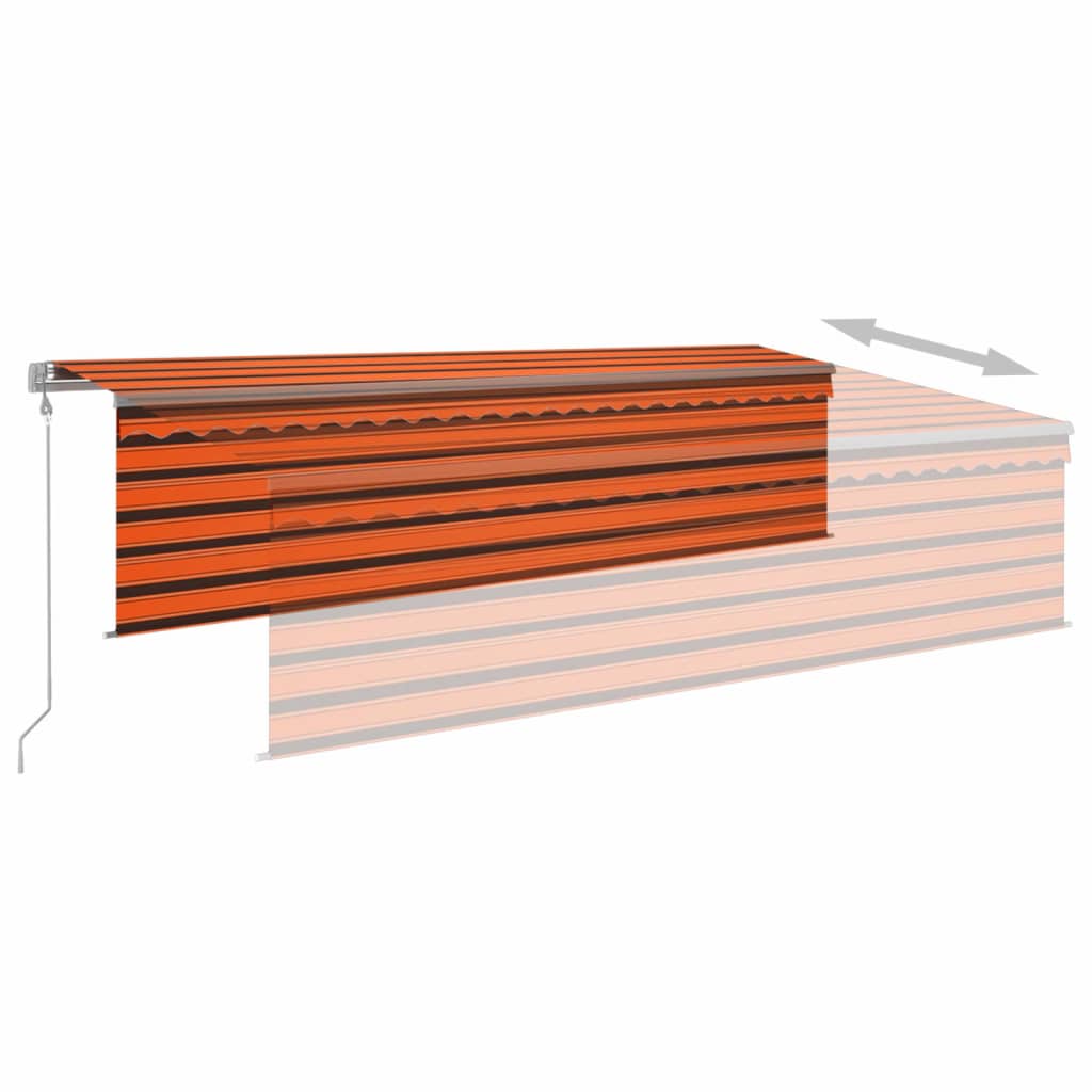 Luifel automatisch rolgordijn LED windsensor 5x3 m oranje bruin