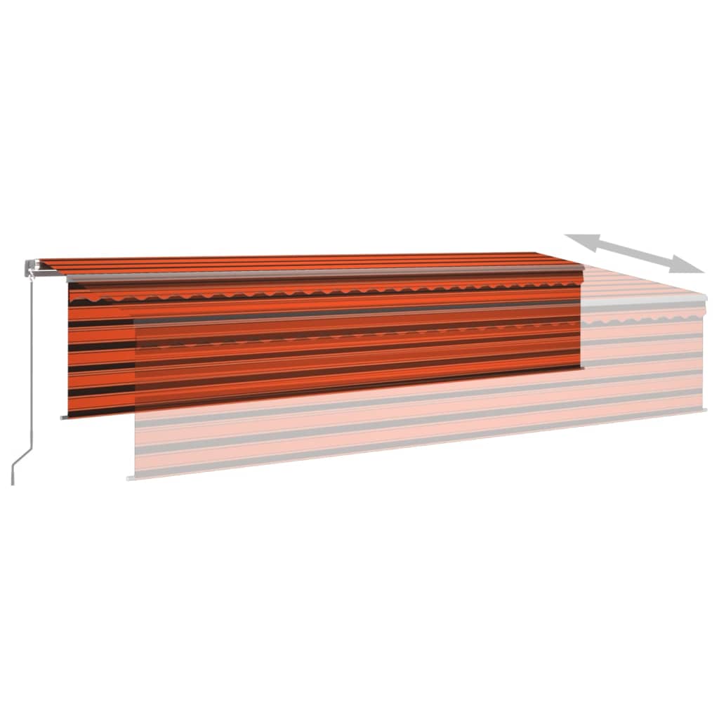 Luifel automatisch rolgordijn LED windsensor 5x3 m oranje bruin