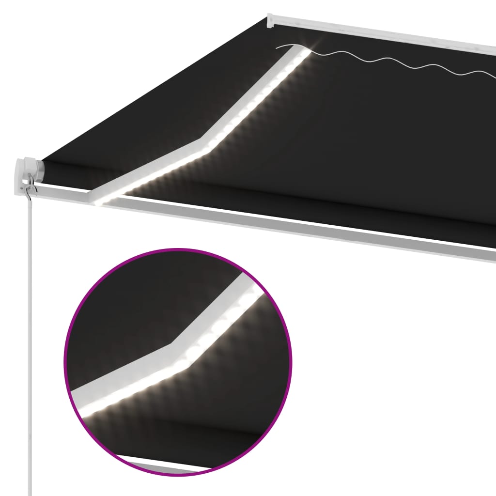 Luifel handmatig uittrekbaar met LED 400x350 cm crèmekleurig