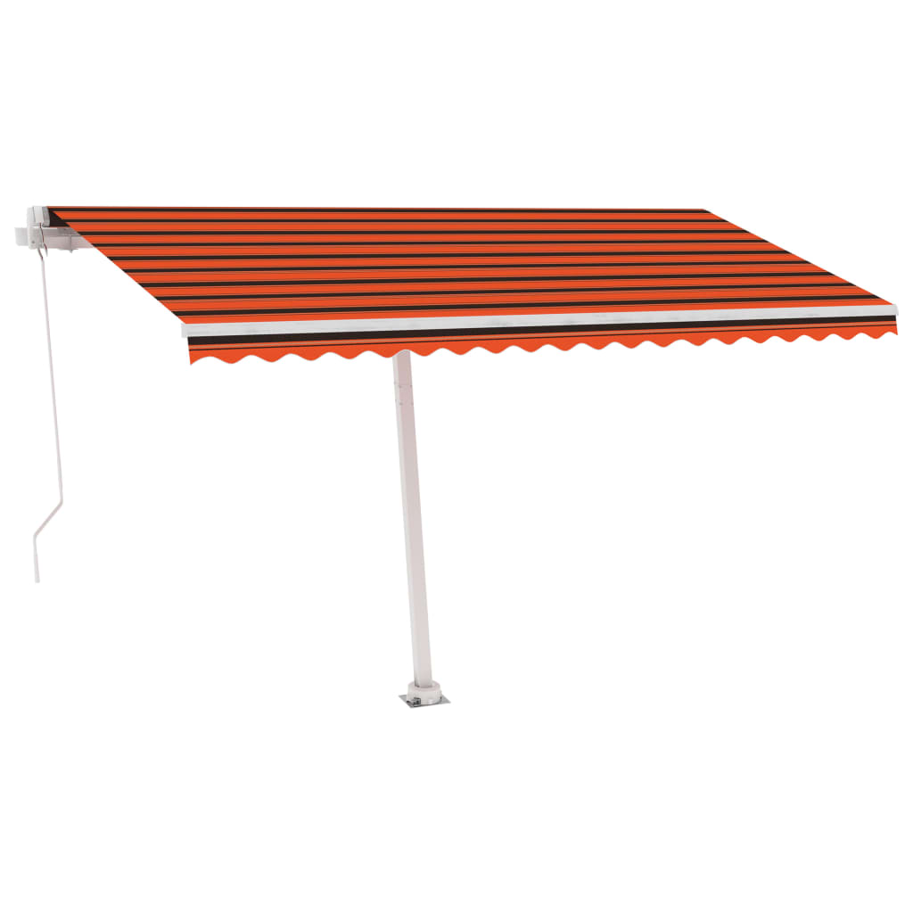 Luifel handmatig uittrekbaar met LED 400x300 cm oranje bruin