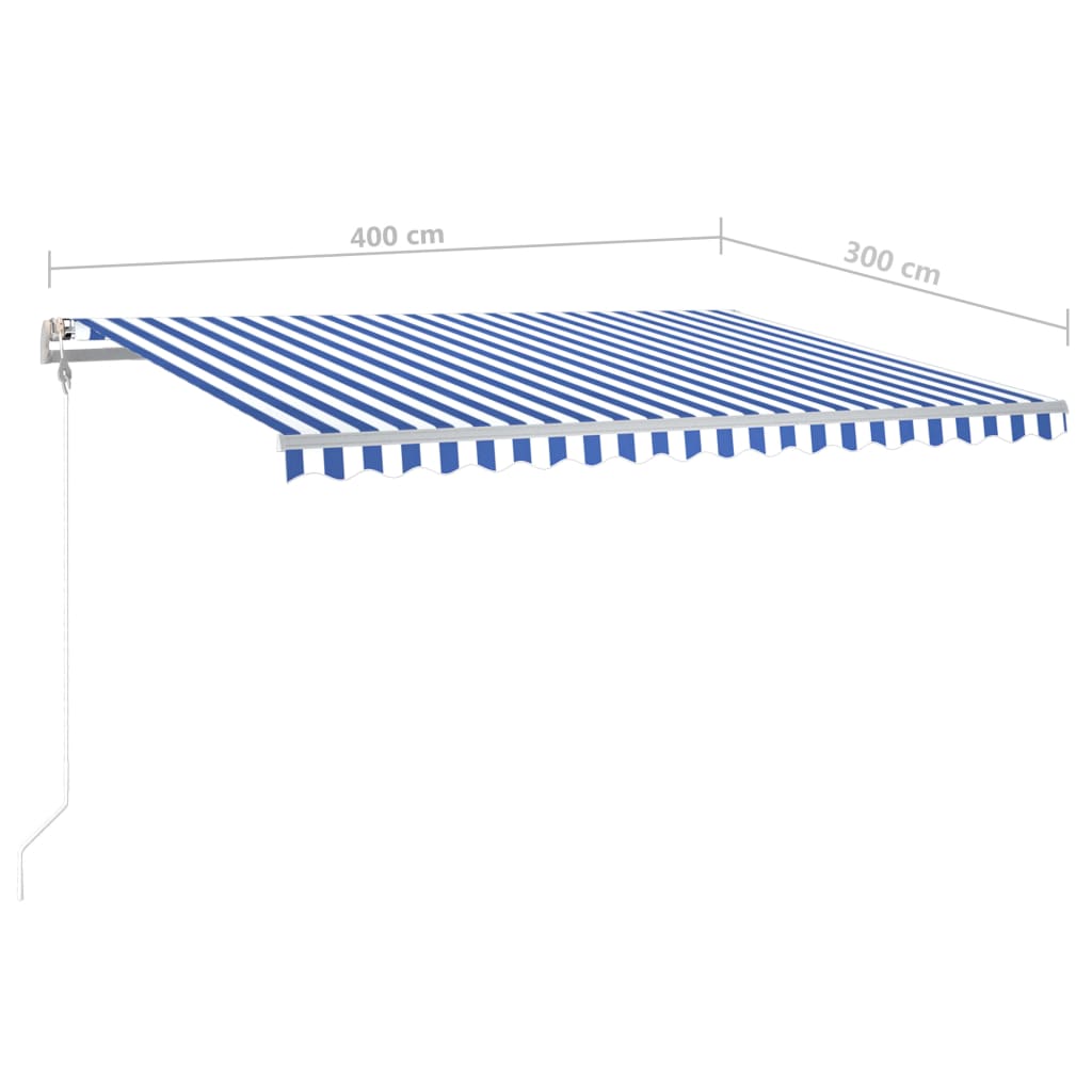 Luifel handmatig uittrekbaar met LED 4x3,5 m crèmekleurig