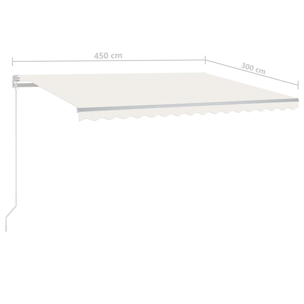 Luifel automatisch met LED windsensor 5x3,5 m crèmekleurig